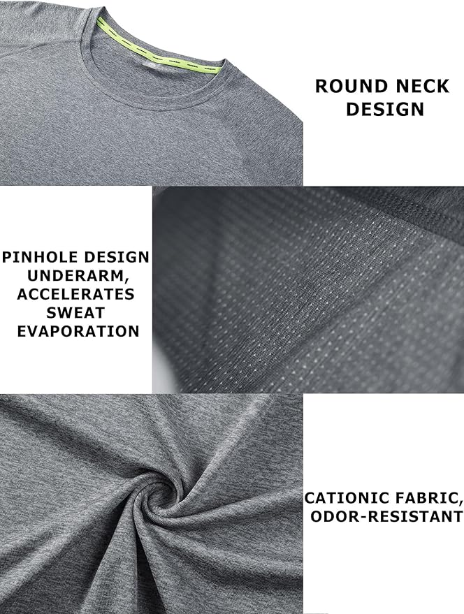 Moisture Wicking Quick Dry Soft Pickleball Workout Hiking Camping Running Shirts for Men Outdoor Sports