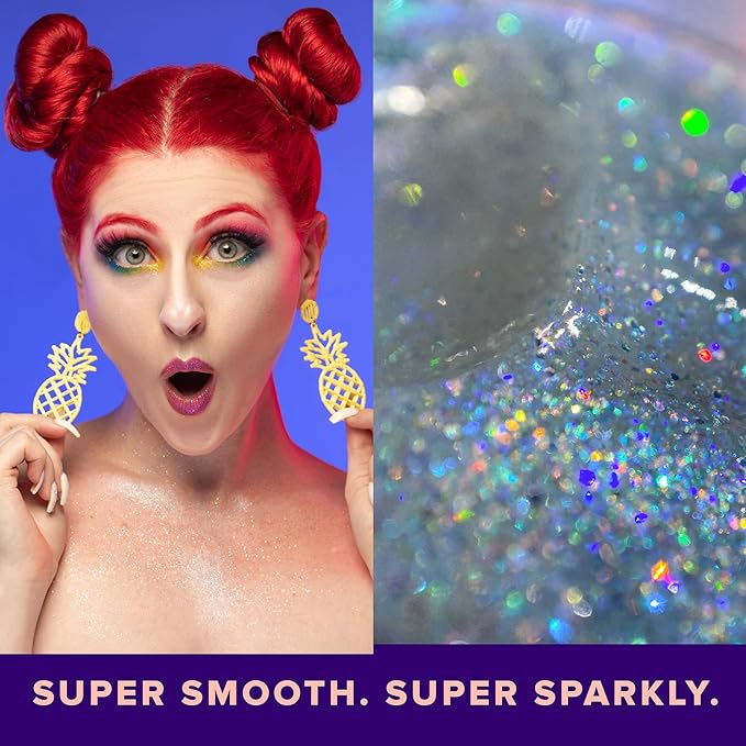 Unicorn Snot Face & Body Glitter - Cosmetic-Grade Holographic Glitter Gel - Makeup for Festivals, Raves, Anime Cosplay - Safe for Face, Easy Application & Removal, 1.7oz Silver (Disco)