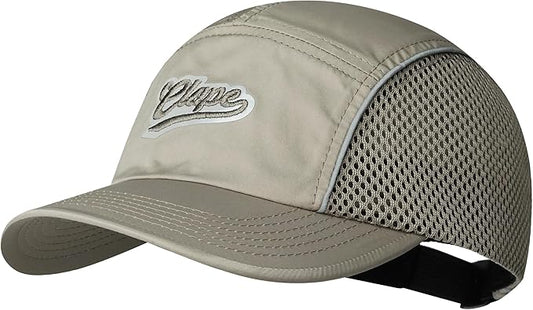 CLAPE Quick Dry 5 Panel Hat for Men, Breathable Mesh Short Brim Baseball Cap, Reflective Ajustable Outdoor Sport Running Hat