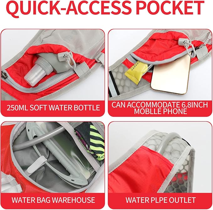 Hydration Pack Backpack, Lightweight Water Backpack with 2L Leakproof Hydration Bladder Daypack for Men Women,Running Hydration Vest for Outdoor Trail