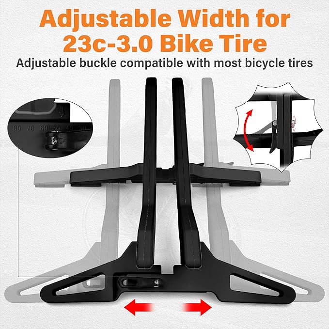 Adjustable Bike Parking Stand Fits 16-29 Inch Bicycles, Compatible with 23c-3.0 Tire Width – Heavy-Duty Plastic, Easy Installation, Stylish Two-Tone Design (Black)