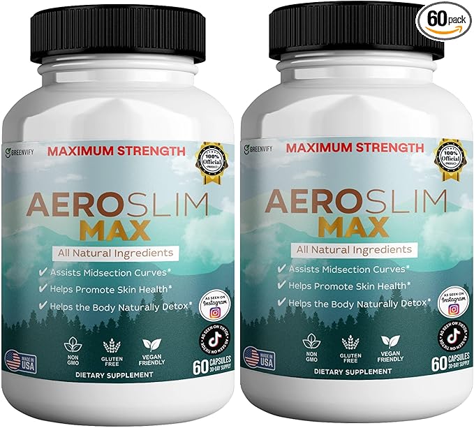 Aeroslim Max Natural Dietary Supplement, 60 Capsules, Maximum Strength, Vegan, Gluten Free, Non-GMO, Made in USA (2)