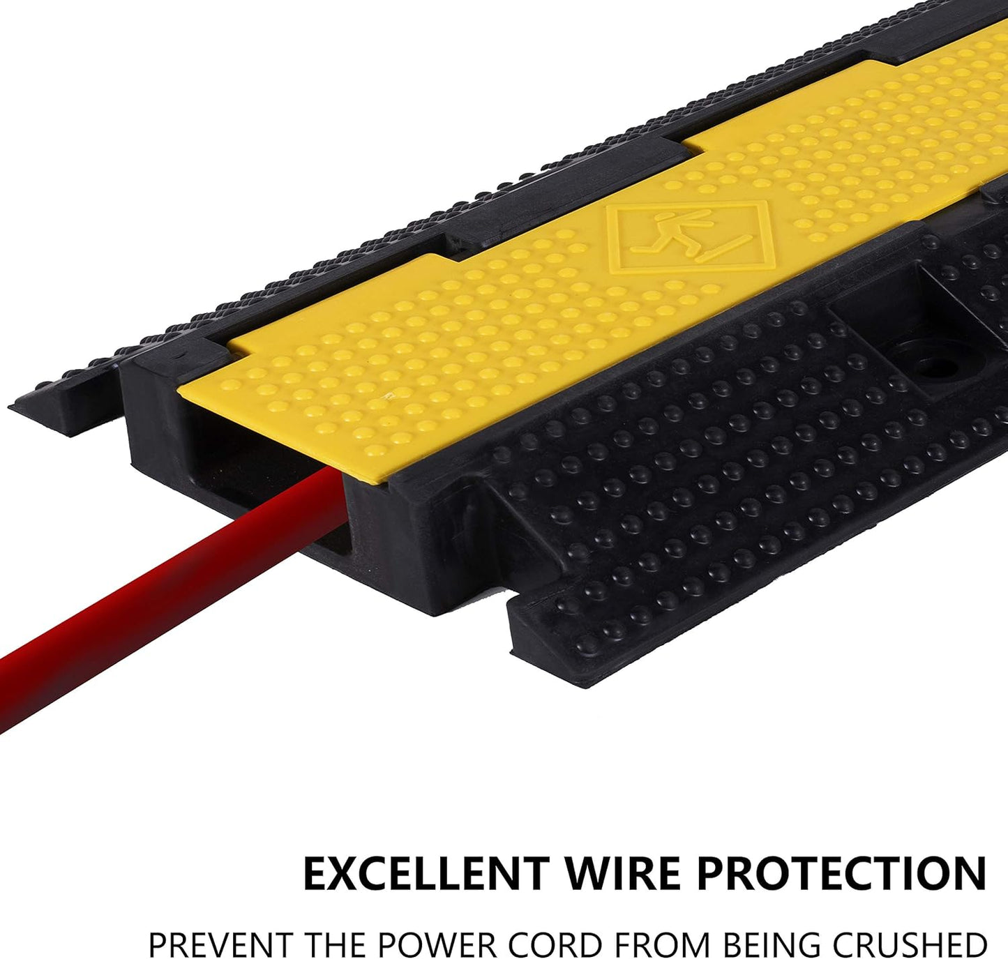 1 Pack Rubber Cable Ramp Hose Cable Protector Ramp 1 Channel 22000Lbs Load Capacity Traffic Speed Bump Wires Power Lines Extension Cord Cover for Indoor Outdoor