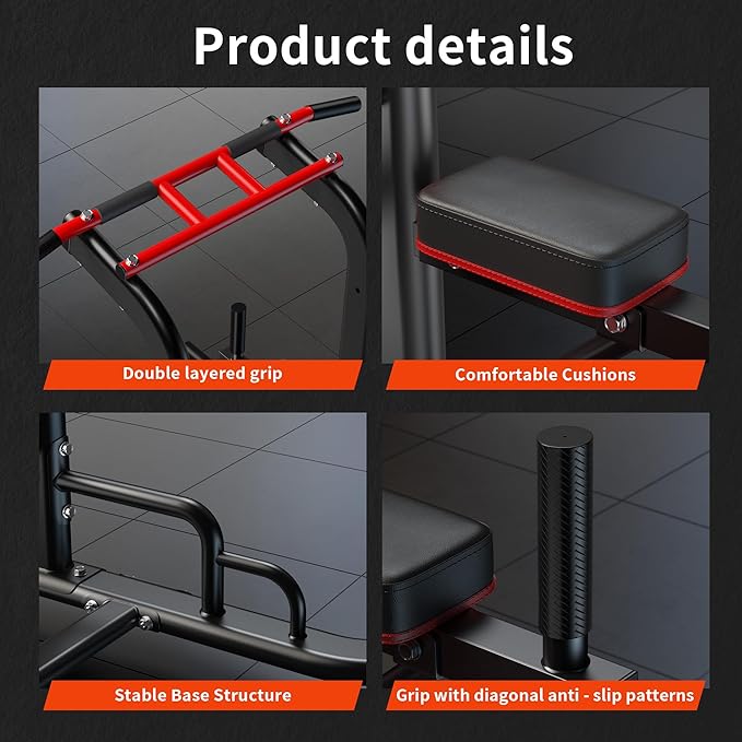 sogesfurniture Adjustable Dip Station & Pull Up Bar – Heavy Duty Calisthenics Workout Equipment for Home Gym, Multi-Function Fitness Training with Push Up Handles, Dips, Pull Ups & Push Ups