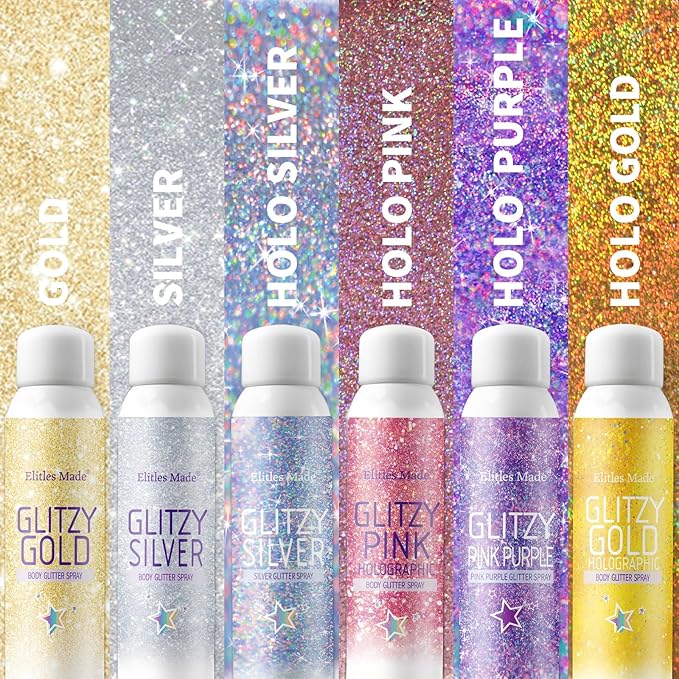 Hair Glitter Body Glitter Spray, 150ML Glitter Hairapray Silver Glitter Spray for Hair and Boday, Hair Glitter for Kids Women, Body Shimmer Festival Rave and Makeup 4.2 Fl Oz