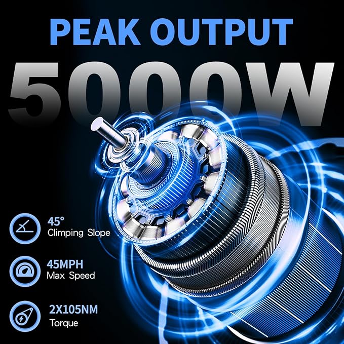 PHILODO 5000W Dual Motor Ebikes for Adults, 60V 26AH Battery Electric Bike, 26x4 Fat Tires for All Terrain Dirt Bike with 21-Speed Gear Electric Mountain Bike Electric Bicycle