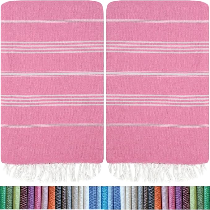 HAVLULAND Oversized Turkish Beach Towel 72’’x40’’ - Set of 12 | 100% Cotton Lightweight Sand Free Quick Dry Pool Towels | Extra Large Bath Towels for Adults Beach Blanket Essentials Case of 12 Pink