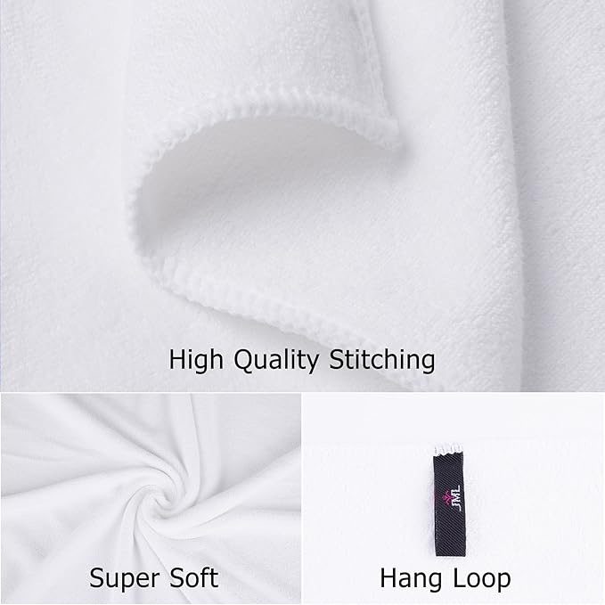 JML Microfiber Bath Towels, Bath Towel Sets (6 Pack, 27" x 55") - Extra Absorbent and Fast Drying, Multipurpose White Microfiber Towel for Bath, Beach, Pool, Sports, Yoga