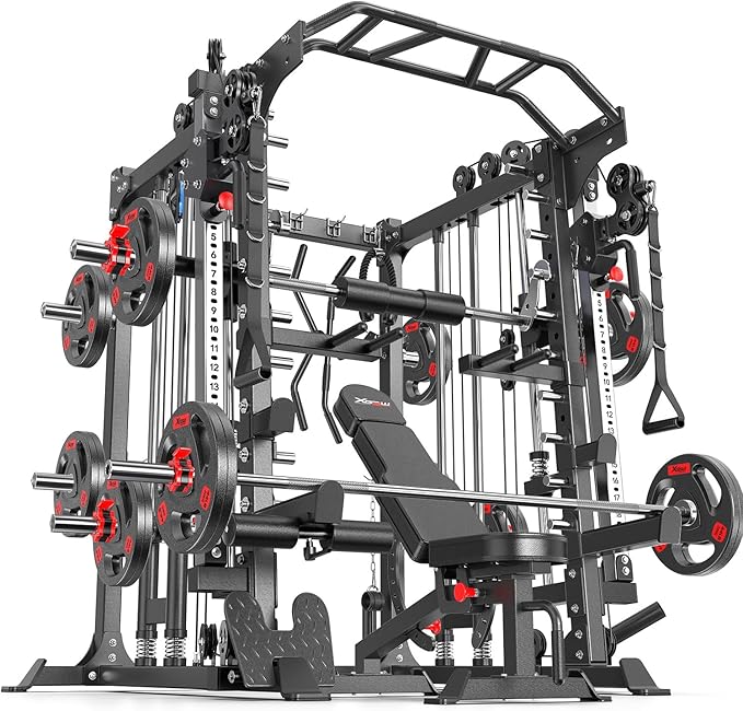 Power Cage,1600lbs Multi-Function Power Rack with Adjustable Cable Crossover System and More Training Attachment, Weight Cage for Home Gym