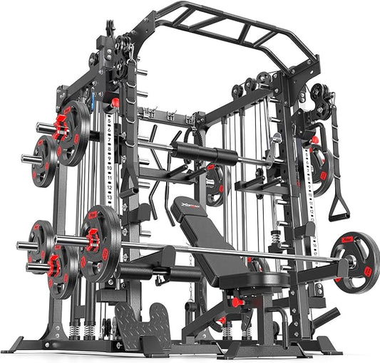 Power Cage,1600lbs Multi-Function Power Rack with Adjustable Cable Crossover System and More Training Attachment, Weight Cage for Home Gym