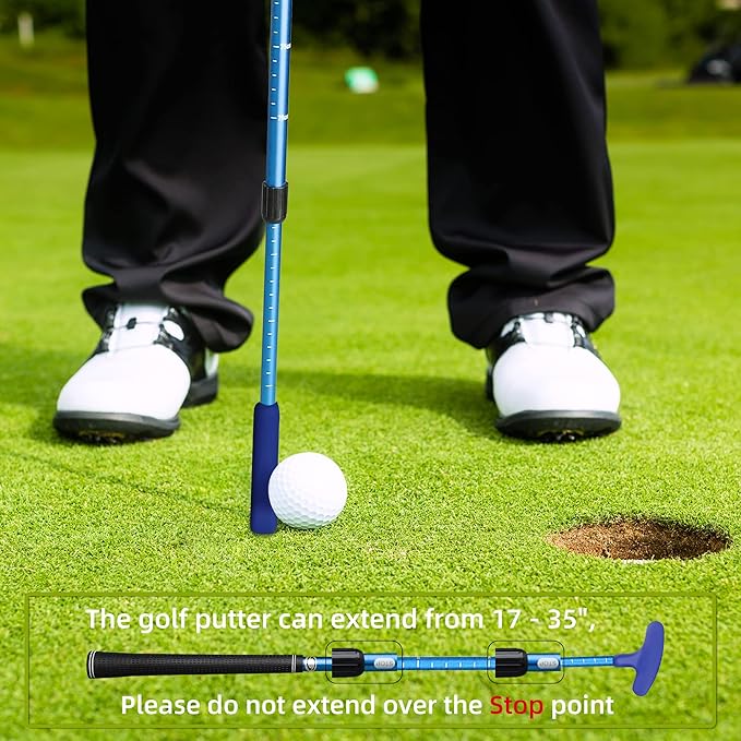 Golf Putter - Golf Putters for Men Right Handed Golfers or Left Handed Golf Putter for Kids and Womens Mini Golf Clubs Set - Two-Way Adjustable Length putters with 5 Golf Practice Ball