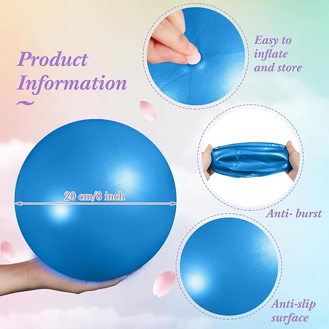 Aoriher 10 Pieces 9 Inch Exercise Pilates Ball Yoga Therapy Core Ball for Yoga Stability Barre Training Stretching Physical Posture Training Gym