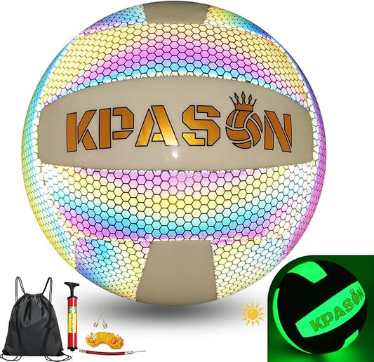 Volleyballs, Holographic Glowing Volleyball Official Size 5, Indoor Outdoor Beach Volleyball Ball for Men Women