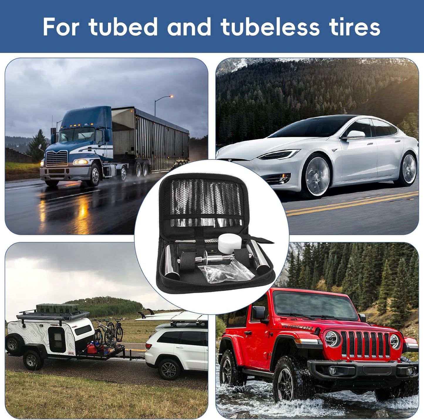 PINKJOY 2 Pack Tire Plug Kit with Plugs 36 Pcs for Car, Motorcycle, ATV, Jeep, Truck, Tractor Flat Tire Puncture Repair Tools