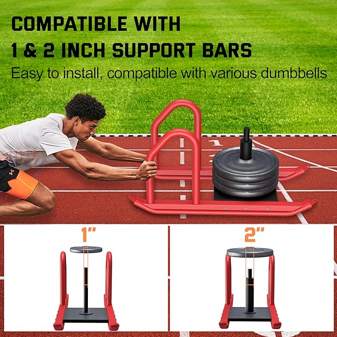 Weight Sled for Training, Heavy Duty 500 LBS Pull Push Sled for Outdoor, Indoor, Football, Durable Steel Weighted Sled, Compatible with 1" & 2" Weight Plate, Frame with Adjustable Reflective Stripe Vest