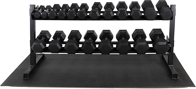 WF Athletic Supply Heavy-Duty Dumbbell Rack Stand, Weight Rack for Home Gym, Weight Holder, Available Sizes for Storage 5-50LB or 5-75LB Dumbbell Pairs, Black/Red/Green/Blue, RACK ONLY