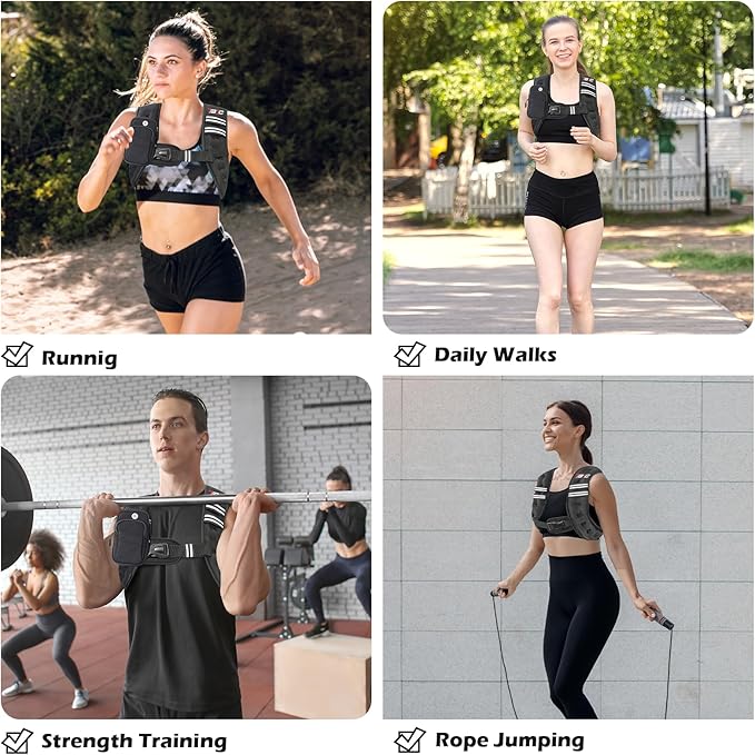 Weighted Vest Woman, 6/8/12/16/20/25/30LB Weight Vest for Women Men, Walking Jogging Workout, Running Vest with Reflective Stripe for Fitness Weight Loss Strength Training