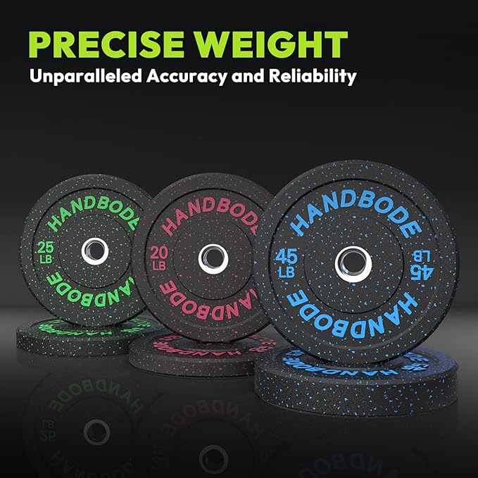 Colored Bumper Weight Plates Olympic Weight Plate Set 2-Inch, 10/15/20/25/35/45/55 lb Barbell Weight Plates Set for Home Gym, Rubber Strength Training Weights Plates for Weight Lifting