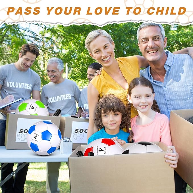 Sotiff 24 Pcs Size 5/4 Soccer Ball Bulk with 24 Pump Deflated Soccer Balls for Kids Teen Football Bulk for Game Training School Team Sports Adults Player Practice Outdoor