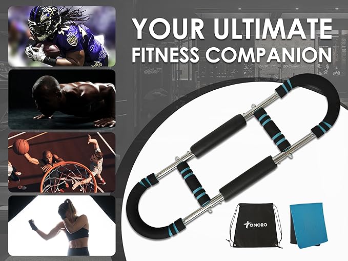 Twister Arm Exerciser, 40-130lbs Adjustable Power Twister Bar with 2 Springs & Training Poster, Upper Body Home Workout Equipment for Men & Women, Detachable Chest Exerciser