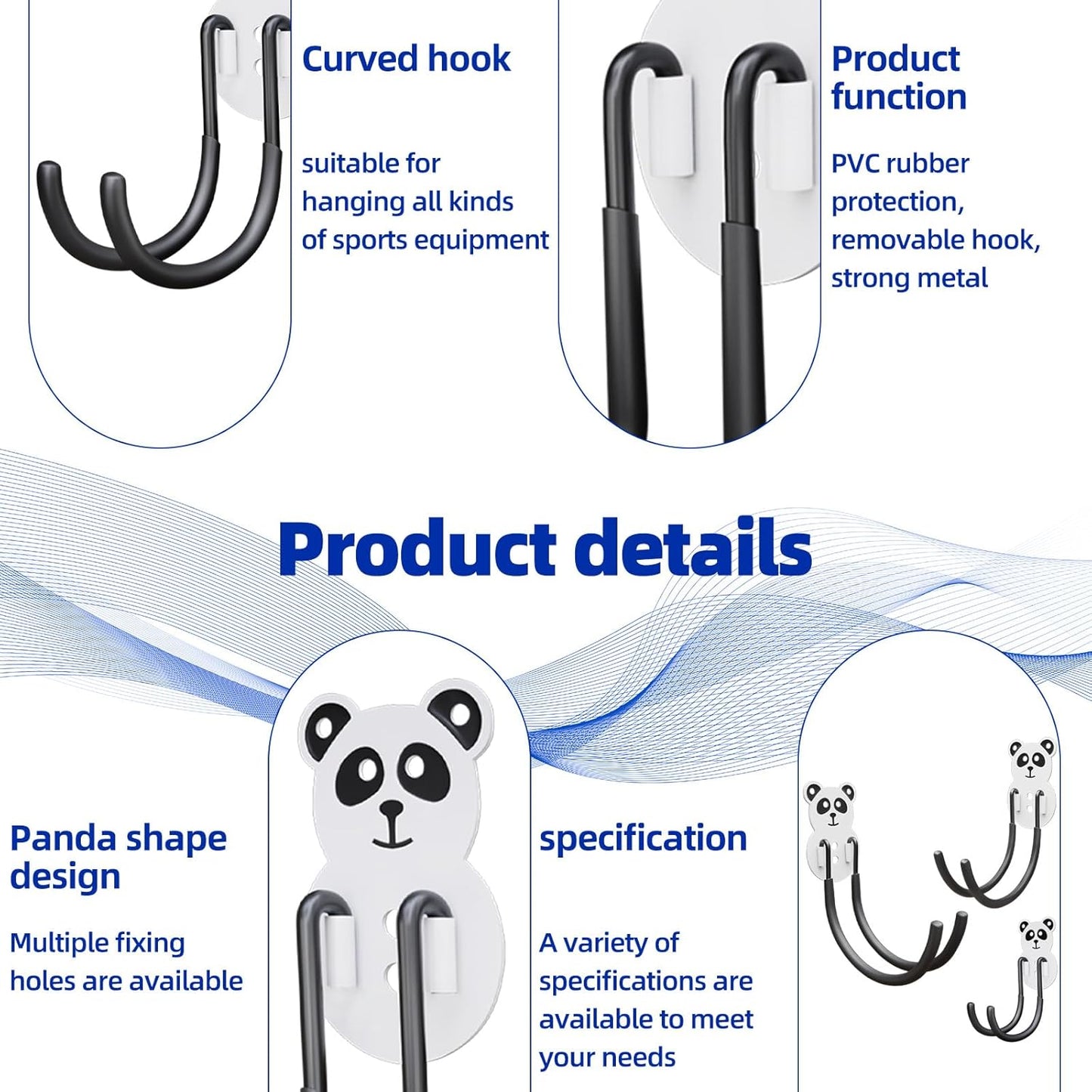 GPANDAG Garage Hooks Heavy Duty,Large Wall Mount Hanger Rack Garage Storage Utility Hooks, 6 Pack Long Hook Garage Organizer for Hanging Tool, Chairs, Hoses, Ladder, Bulk Items, Ropes