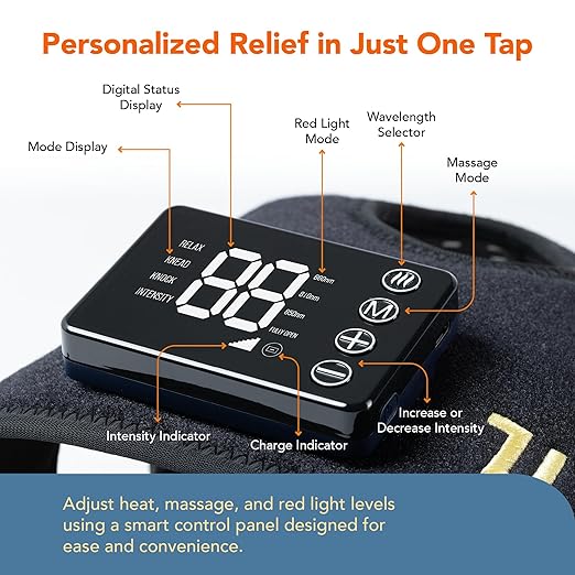 2025 Upgraded 3-in-1 Red Light Therapy Knee Massager w/Heat – 3 Wavelength Infrared Knee Brace for Joints, Knees, Elbow, Shoulder Recovery – Portable Heated Compression Wrap for Faster Relief