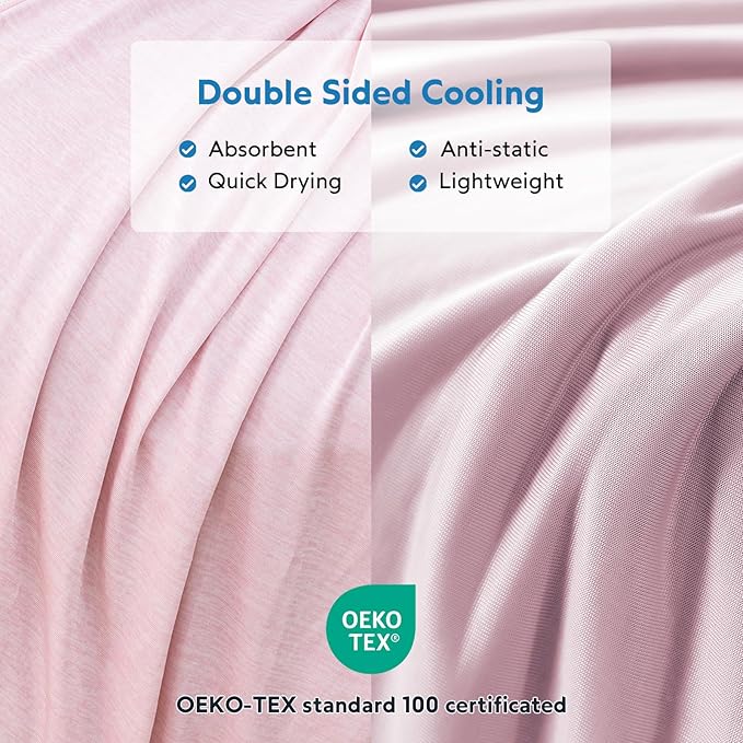 HOMFINE Cooling Blankets for Hot Sleepers - Summer Blanket Thin Lightweight Breathable Soft Double Side Enhanced Cooling for Bed Couch Sofa, Keep Cool for Night Sweats (Pink, 90 x 90 inches)