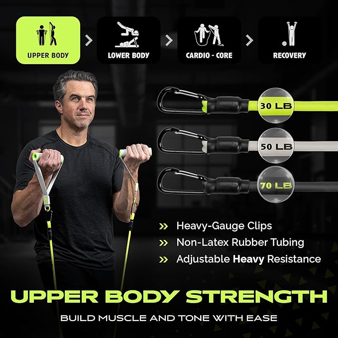 Ex Kit Home Gym Equipment with Carry Bag - 10Pcs Resistance Bands Kit with Handles, Door Anchor, Jump Rope, Booty Bands & More – Full Body Workout Bands Set for Strength, Cardio & Flexibility