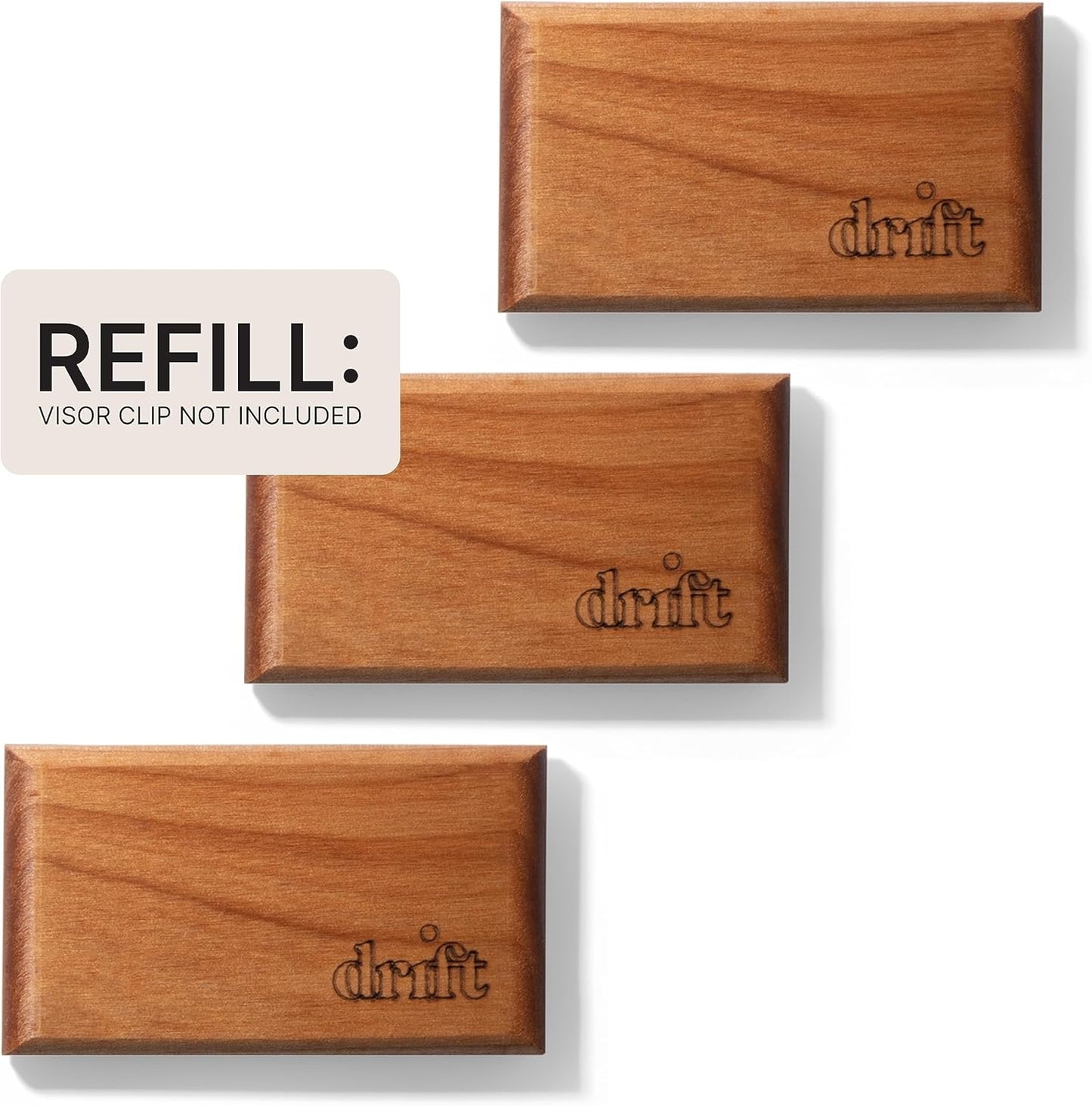 Drift Car Air Freshener - Wooden Deodorizer - Vehicle Odor Remover - Auto Scent Diffuser - Long-Lasting Car Freshening - Grove Scent Refill - Pack of 3 - NO CLIP INCLUDED