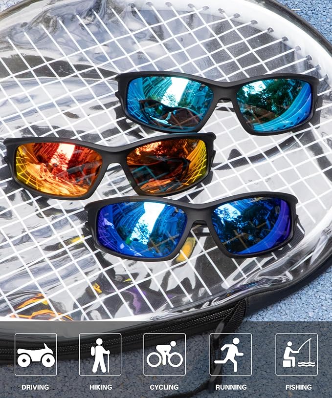 Polarized Sunglasses Men, Sports Sun Glasses Womens UV400 Protection for Fishing Running Driving