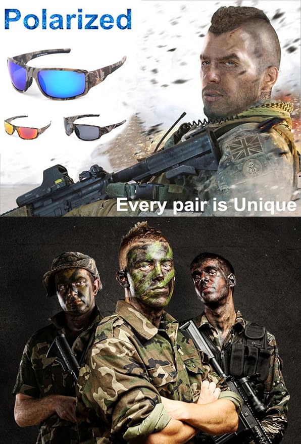 Polarized Outdoor Sports Sunglasses Tr90 Camo Frame for Men Women Driving Fishing Hunting Reduce Glare