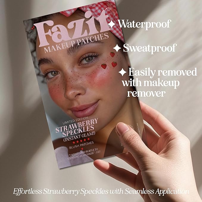 Fazit Makeup Patches - Face Makeup Patches - Beauty Face Makeup - Strawberry Speckles - Waterproof Strawberry Speckles - Temporary Face Strawberry Speckles For Women - 6 count