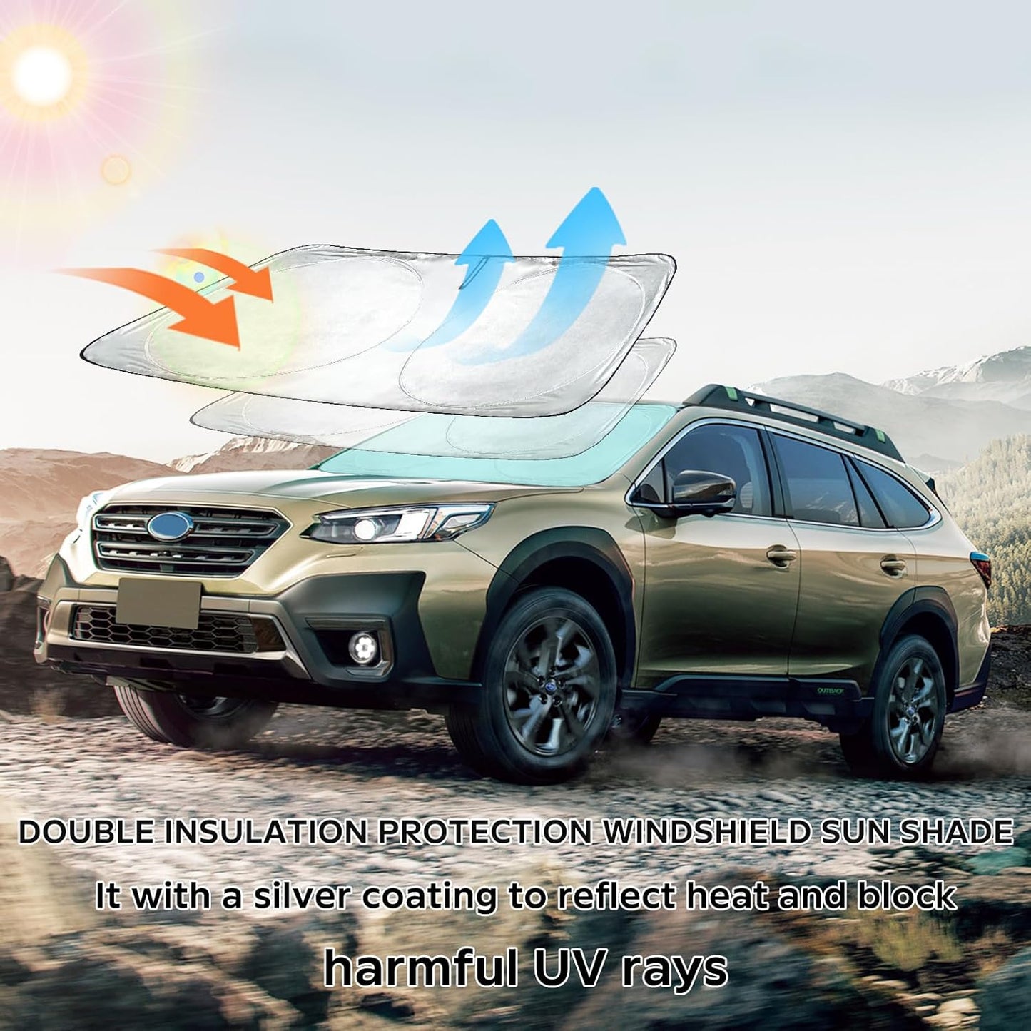 INSAUTO for Outback 2024 Window Sunshade Windshield Sun Shade for 2020-2023 Subaru Outback Windshield Cover Custom Fit Sun Visor Reflective Protector Foldable Front Window Shield Car Accessories