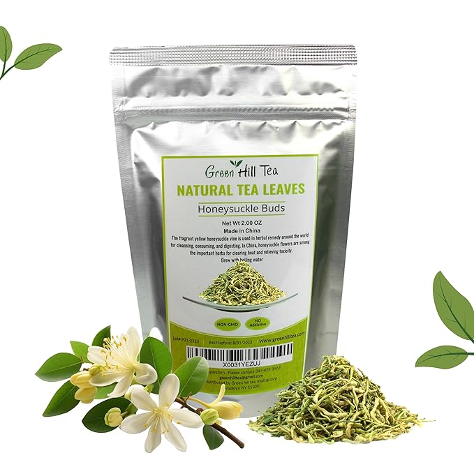 Greenhilltea traditional health herbs, Honey suckle dried herbal tea honeysuckle 2 OZ (56 grams)