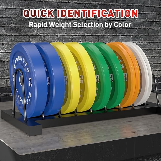 Premium Color-Coded Rubber Bumper Plates Set - 2 Inch Olympic Weight Plates for Home Gym Cross and Strength Training