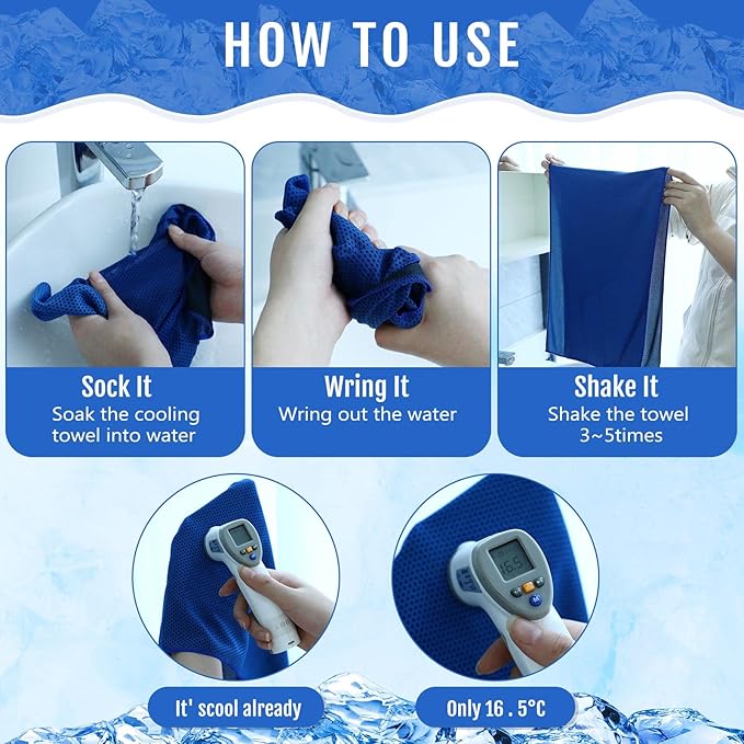 Hosuly 30 Pack Cooling Towels, 40"x12" Ice Breathable Soft Chilly Sweat Rag Microfiber Workout Rags for Gym Cooling Towels for Neck and Face for Yoga Golf Sport Running