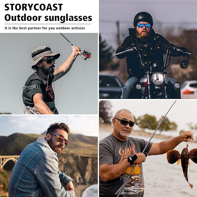 STORYCOAST Polarized Sports Sunglasses for Men Women Unbreakable Frame Cycling Fishing Driving