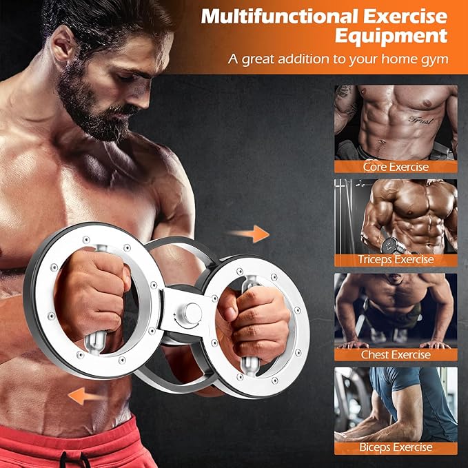 GYMAX Burn Machine, 12LBS Spinning Arm Trainer with Adjustable Resistance, & 360 Degree Rotating Grips, Upper Body Workout Rotator for Forearm, Shoulder, Chest, Home Gym Exercise