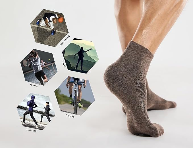 CelerSport 6 Pack Men's Ankle Socks with Cushion, Sport Athletic Running Socks