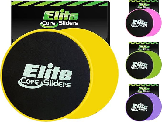 Elite Sportz Core Sliders for Working Out - Pack of 2 Compact, Dual Sided Gliding Discs for Full Body Workout on Carpet or Hardwood Floor - Fitness & Home Exercise Equipment - Small Gift for Athletes