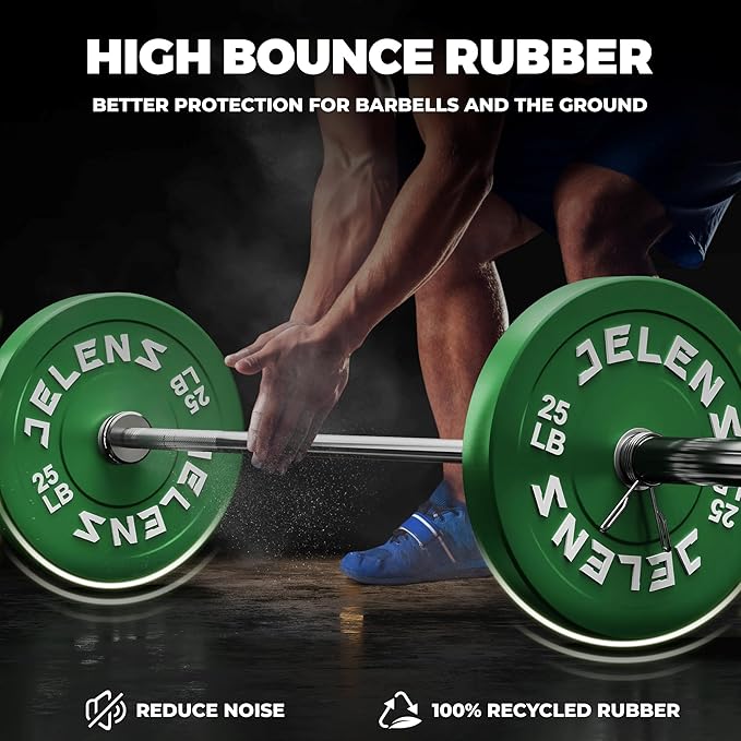 Olympic Barbell Weight Plates Set, 2-Inch Black/Colored Rubber Bumper Plate Weight Set for Strength Training and Weightlifting, Multiple Options