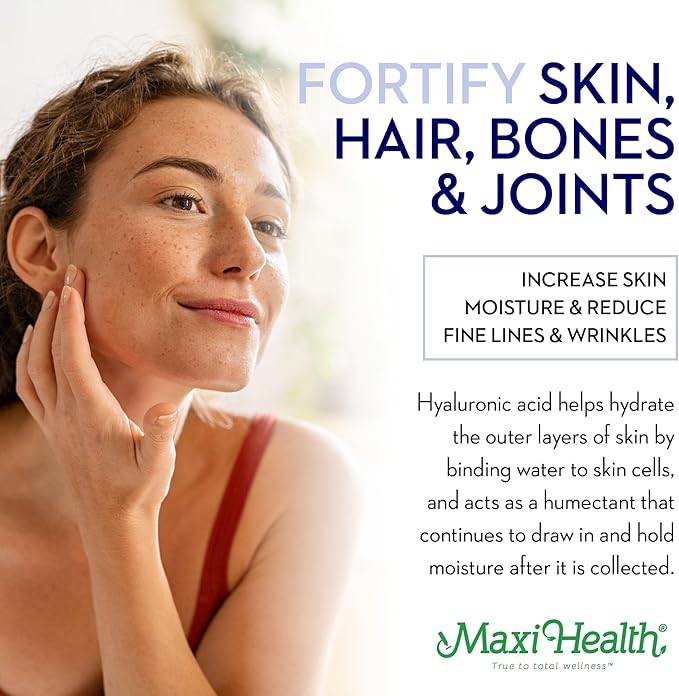 Maxi Health Marine Collagen Pills – 1000 mg Type 1 Collagen for Women & Men with Hyaluronic Acid Supplement for Joint & Skin Support – Unflavored, Clean Kosher Capsules (180 Maxicaps)