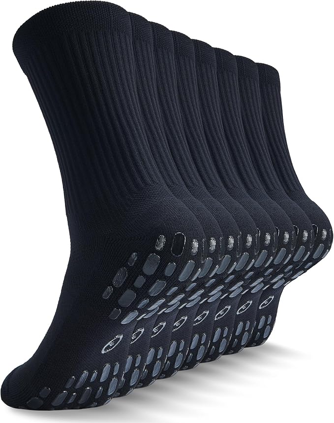 CWVLC Grip Socks Soccer - Cushioned Non-Slip Grippy for Men & Women Athletic - Barre Hospital Sticky Slipper Socks