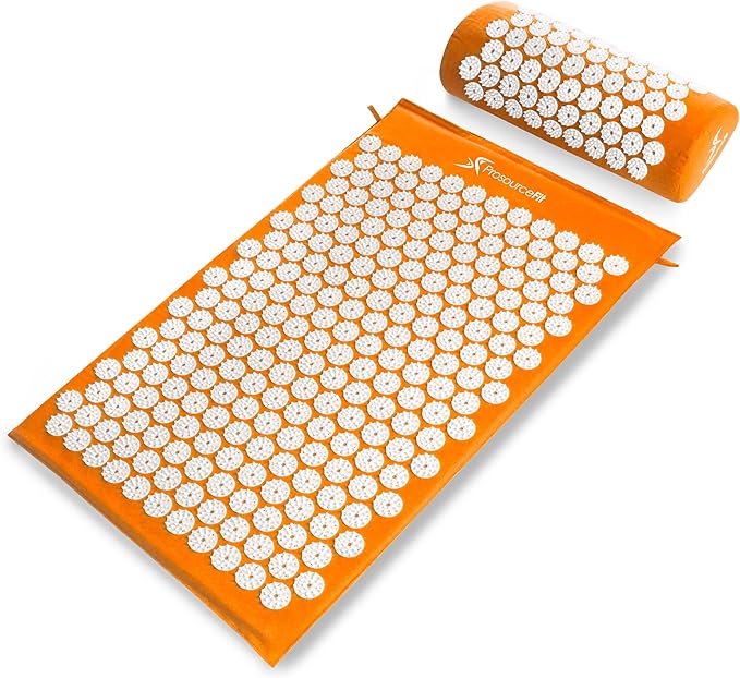 ProsourceFit Acupressure Mat and Pillow Set for Back/Neck Pain Relief and Muscle Relaxation, Large - Gray/Gray