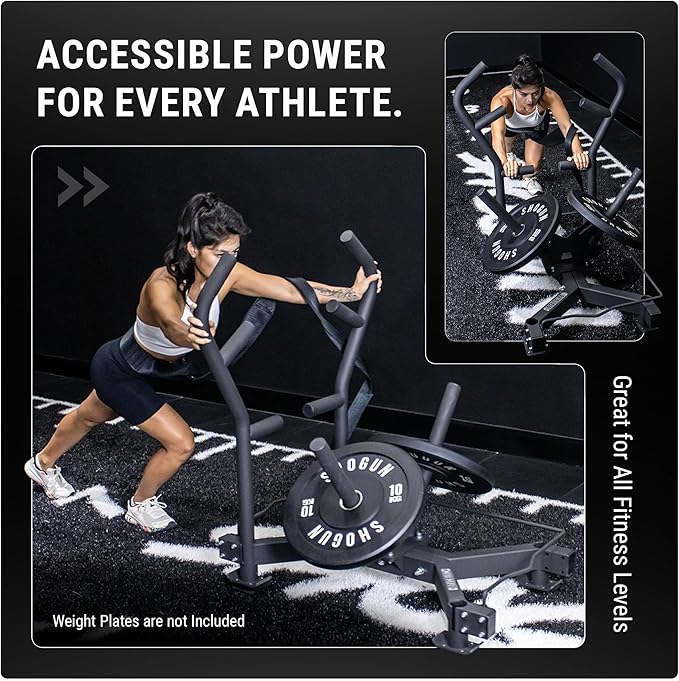 Shogun Stag Push Pull Sled – Full-Size Weighted Power Sled for Strength & Speed Training – Heavy Duty Gym Fitness with UHMW Skis & Dual Handles – Weighted for Grass, Turf & Concrete