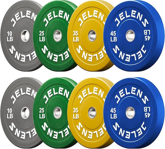 Olympic Barbell Weight Plates Set, 2-Inch Black/Colored Rubber Bumper Plate Weight Set for Strength Training and Weightlifting, Multiple Options