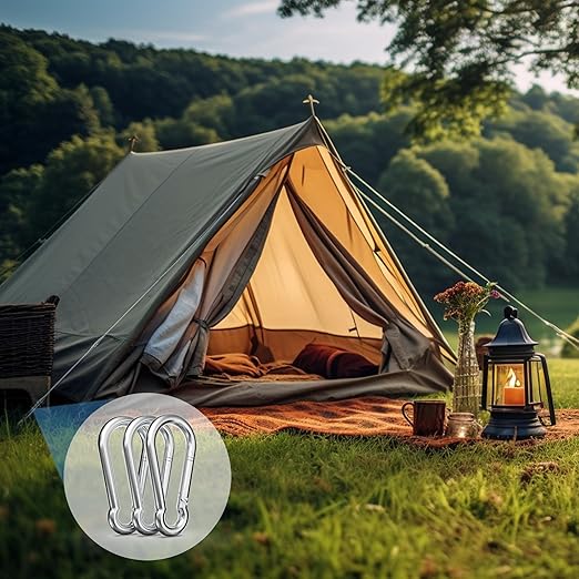 120PCS 3" Spring Snap Hook Carabiners, M8 x 3-1/8inch Heavy Duty Carabiner Clip Galvanized Steel Quick Link Snap Hook, 500LBS Holding Capacity for Swing, Hammock, Hiking, Gym, Travel Camping, Keychain