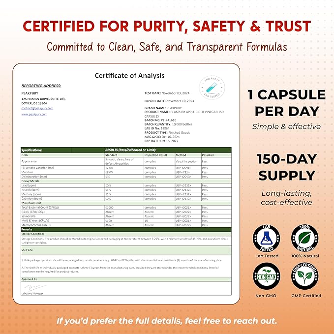 Apple Cider Vinegar Ginger Odorless Garlic Turmeric Berberine - Made in USA