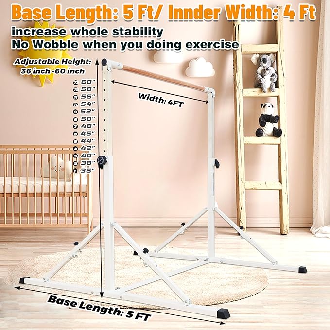 4FT/5FT Gymnastic Bar Set Gymnastics Horizontal Bar Gymnastics Kip Bar for Kids Home Use