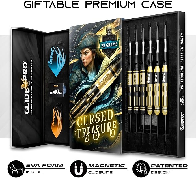 IgnatGames Premium Steel Tip Darts – 3/6/12 Pack Brass Barrels with Aluminum Shafts, 16 GlideXPro Flight Set, Tool Kit & Giftable Case